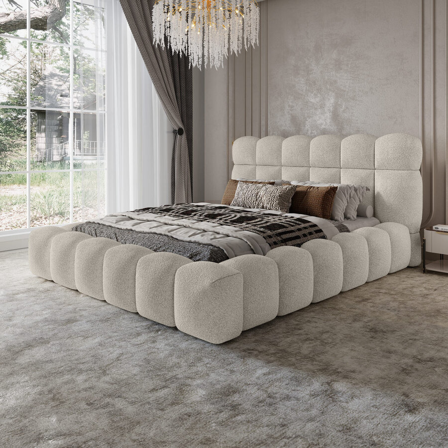 Denver 140 x 200 cm Gestoffeerd Bed Beige Denver 140 x 200 cm Gestoffeerd Bed Beige