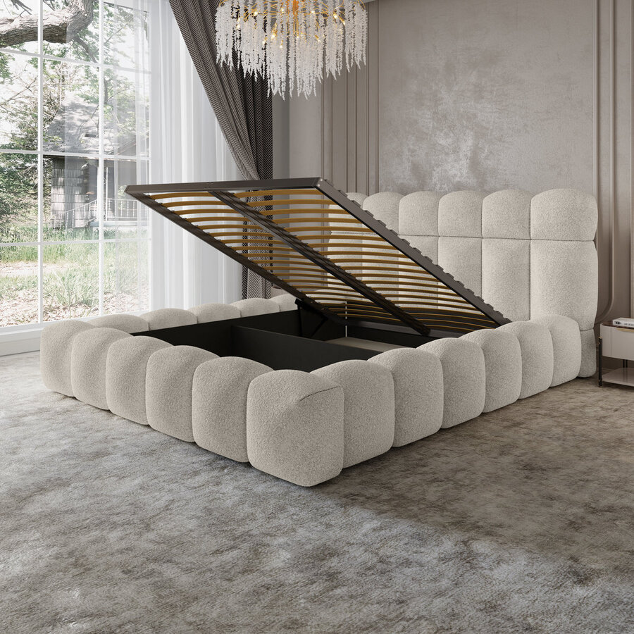 Denver 140 x 200 cm Gestoffeerd Bed Beige Denver 140 x 200 cm Gestoffeerd Bed Beige