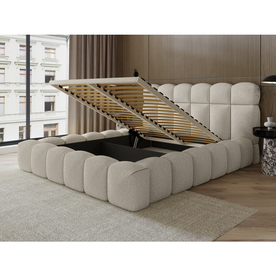 Denver 140 x 200 cm Gestoffeerd Bed Beige Denver 140 x 200 cm Gestoffeerd Bed Beige