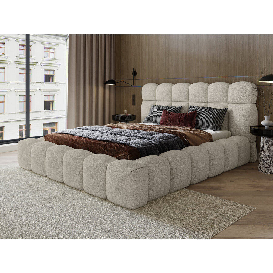 Denver 200 x 200 cm Gestoffeerd Bed Beige Denver 200 x 200 cm Gestoffeerd Bed Beige
