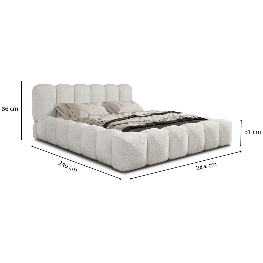 Dallas 200 x 200 cm Gestoffeerd Bed Naturel