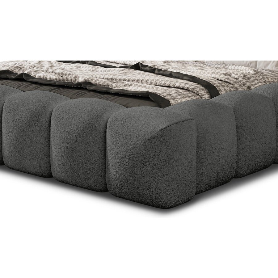 Dallas 140 x 200 cm Gestoffeerd Bed Donkergrijs