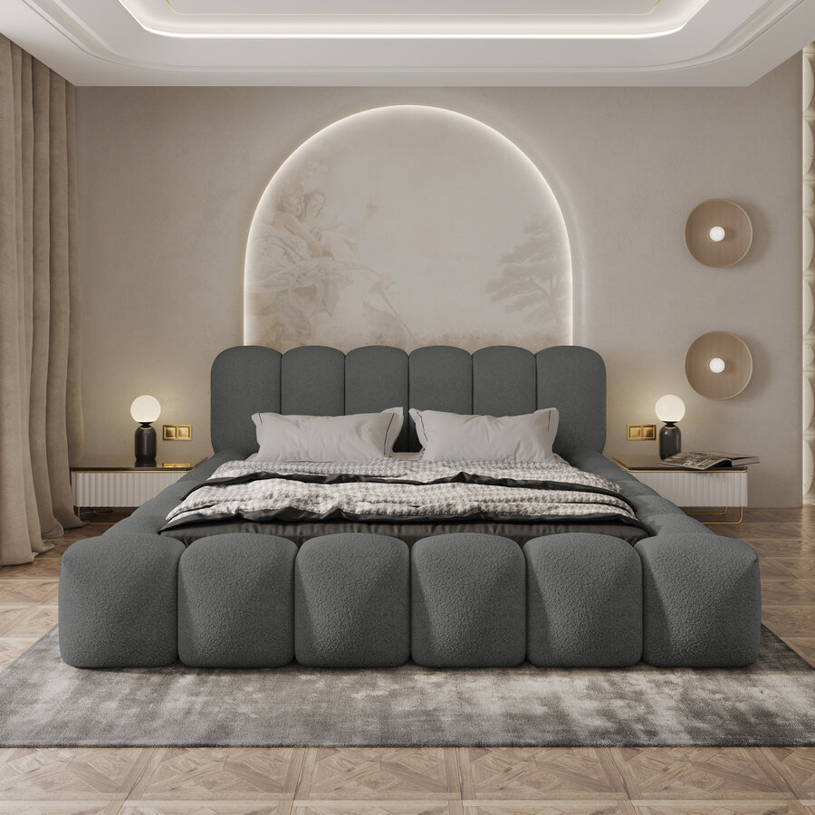 Dallas 180 x 200 cm Gestoffeerd Bed Donkergrijs