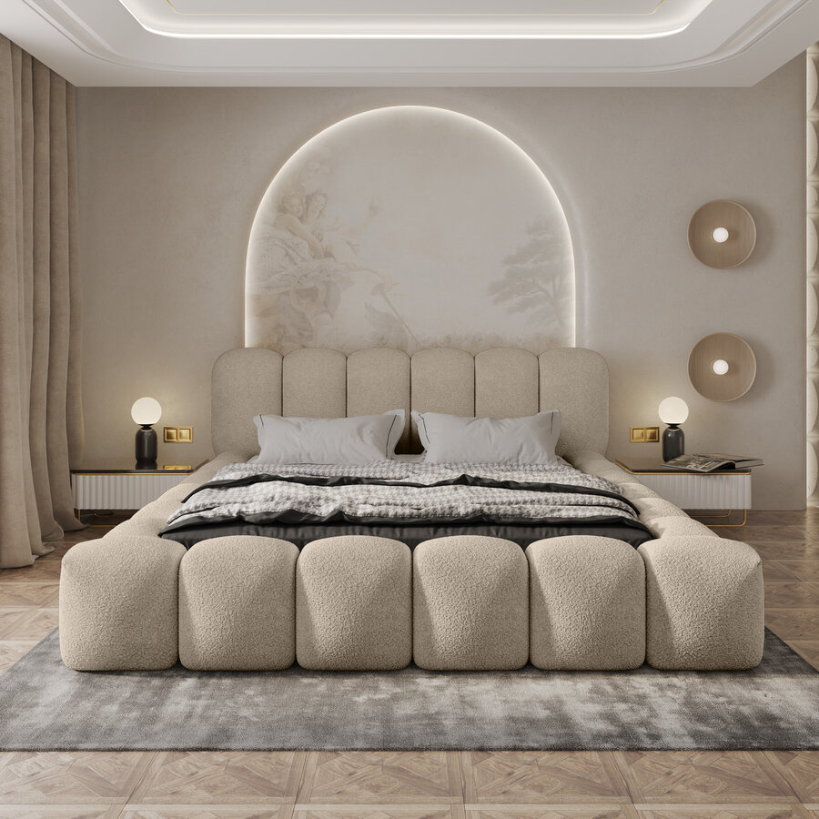 Dallas 180 x 200 cm Gestoffeerd Bed Taupe