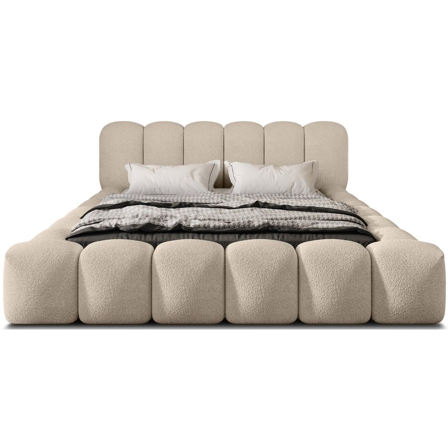 Dallas 200 x 200 cm Gestoffeerd Bed Taupe