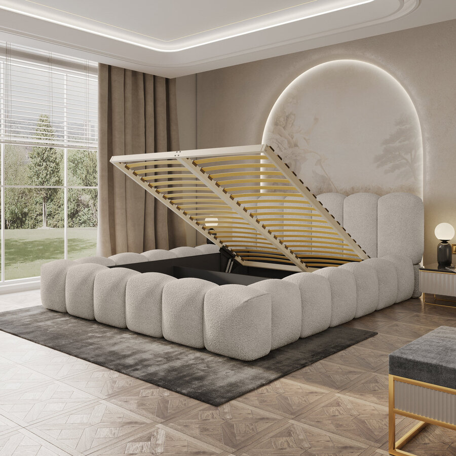 Dallas 140 x 200 cm Gestoffeerd Bed Beige