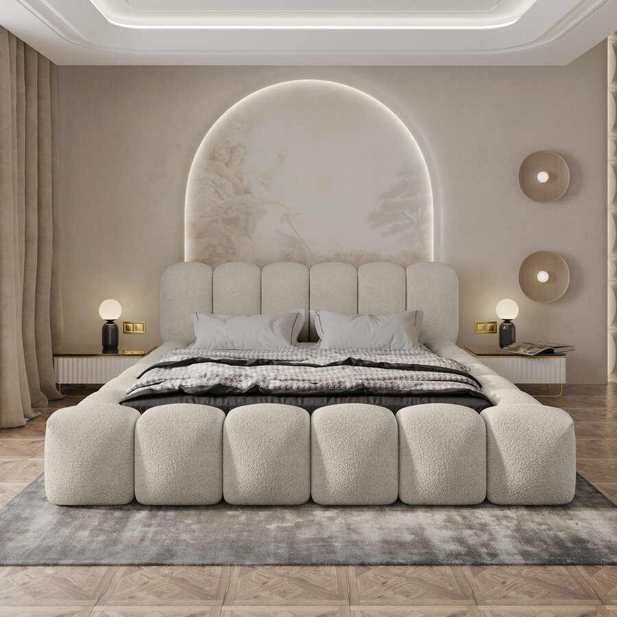 Dallas 180 x 200 cm Gestoffeerd Bed Beige