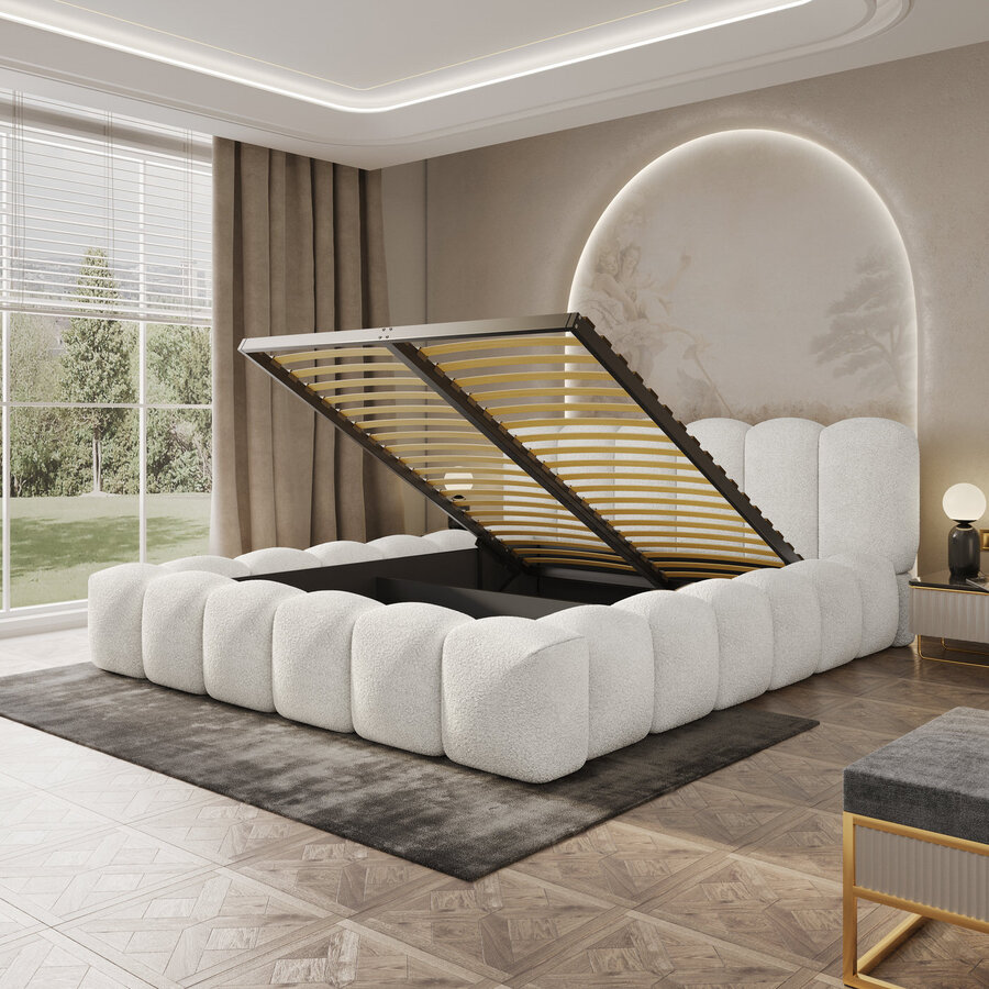 Dallas 140 x 200 cm Gestoffeerd Bed Naturel