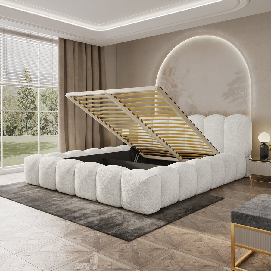 Dallas 200 x 200 cm Gestoffeerd Bed Naturel