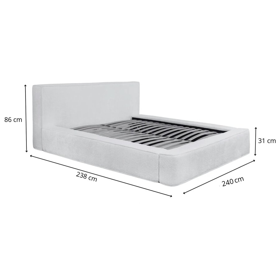 Alma 200 x 200 cm Gestoffeerd Bed Beige