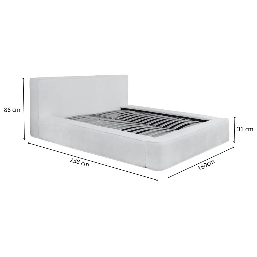 Alma 140 x 200 cm Gestoffeerd Bed Donkergrijs