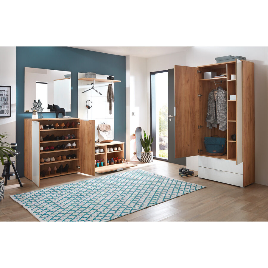 Telde Wit / Eiken Halkast met Spiegel Telde Wit / Eiken Halkast met Spiegel