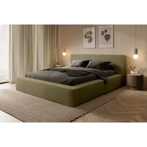 Trae Mobler Alma 200 x 200 cm Gestoffeerd Bed Olijfgroen