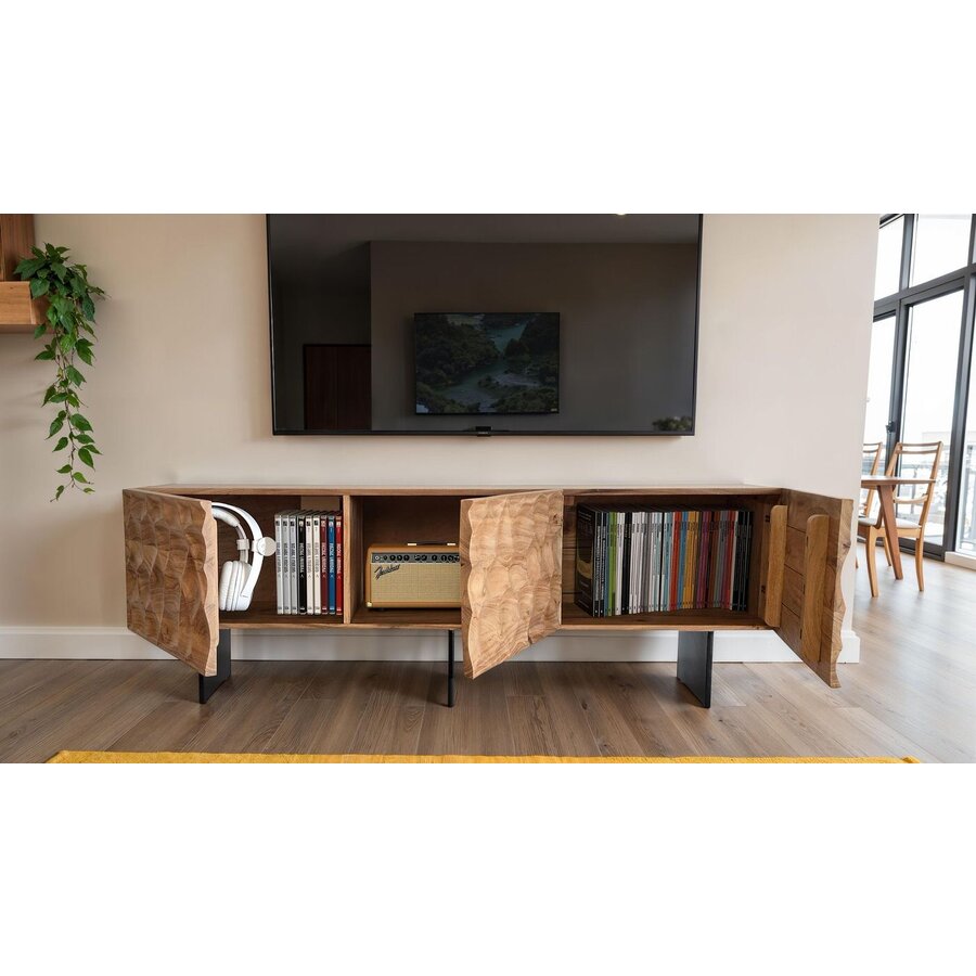 Samos Massief Acacia TV meubel met Drie Deuren