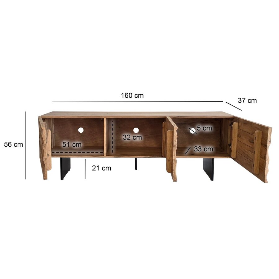Samos Massief Acacia TV meubel met Drie Deuren