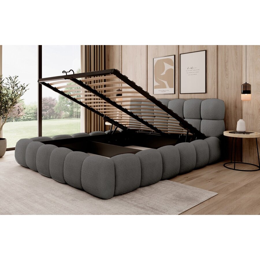 Boston 200 x 200 cm Gestoffeerd Bed Donkergrijs Boston 200 x 200 cm Gestoffeerd Bed Donkergrijs