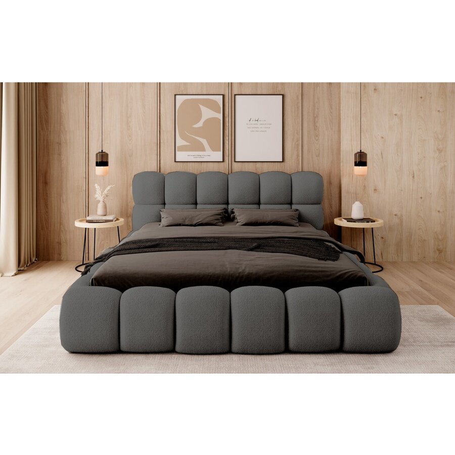 Boston 200 x 200 cm Gestoffeerd Bed Donkergrijs Boston 200 x 200 cm Gestoffeerd Bed Donkergrijs