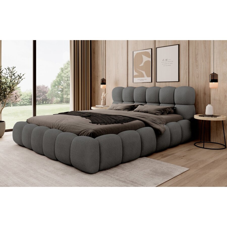 Boston 160 x 200 cm Gestoffeerd Bed Donkergrijs Boston 160 x 200 cm Gestoffeerd Bed Donkergrijs