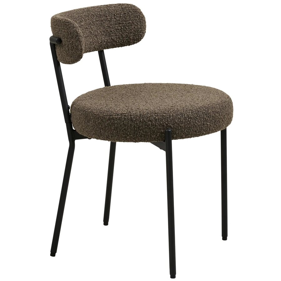 Badalona Bruin Bouclé Eetkamerstoel Badalona Bruin Bouclé Eetkamerstoel