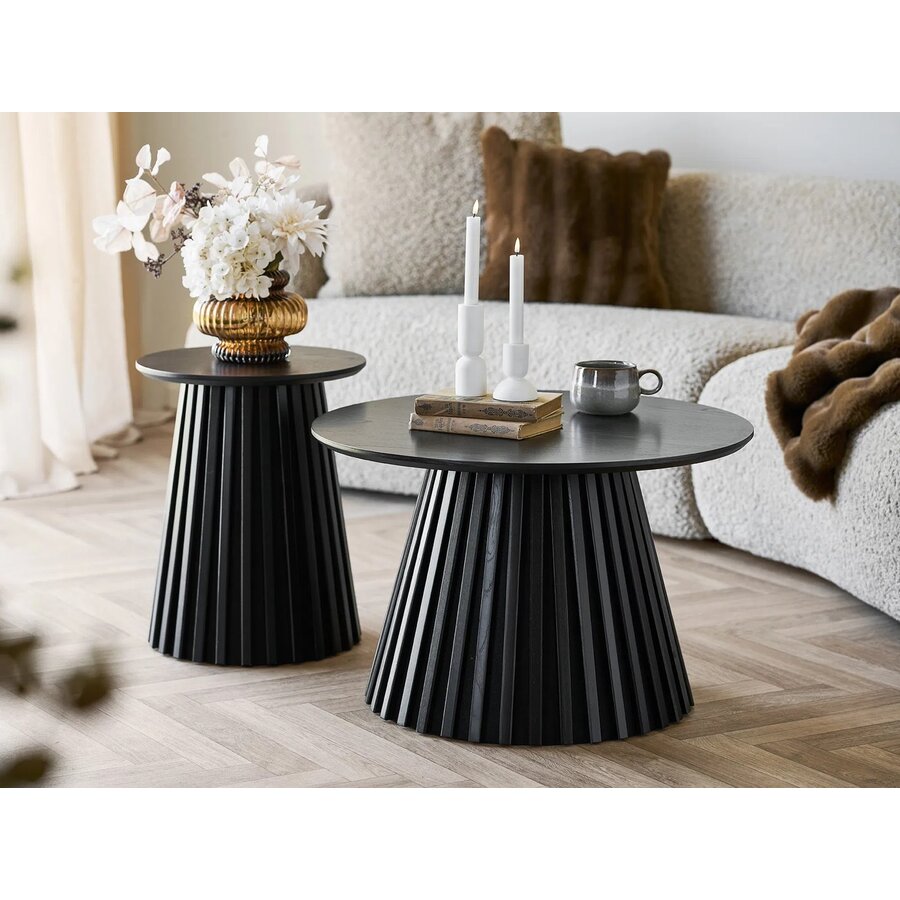 Osaka Zwart Eiken Bijzettafel Rond