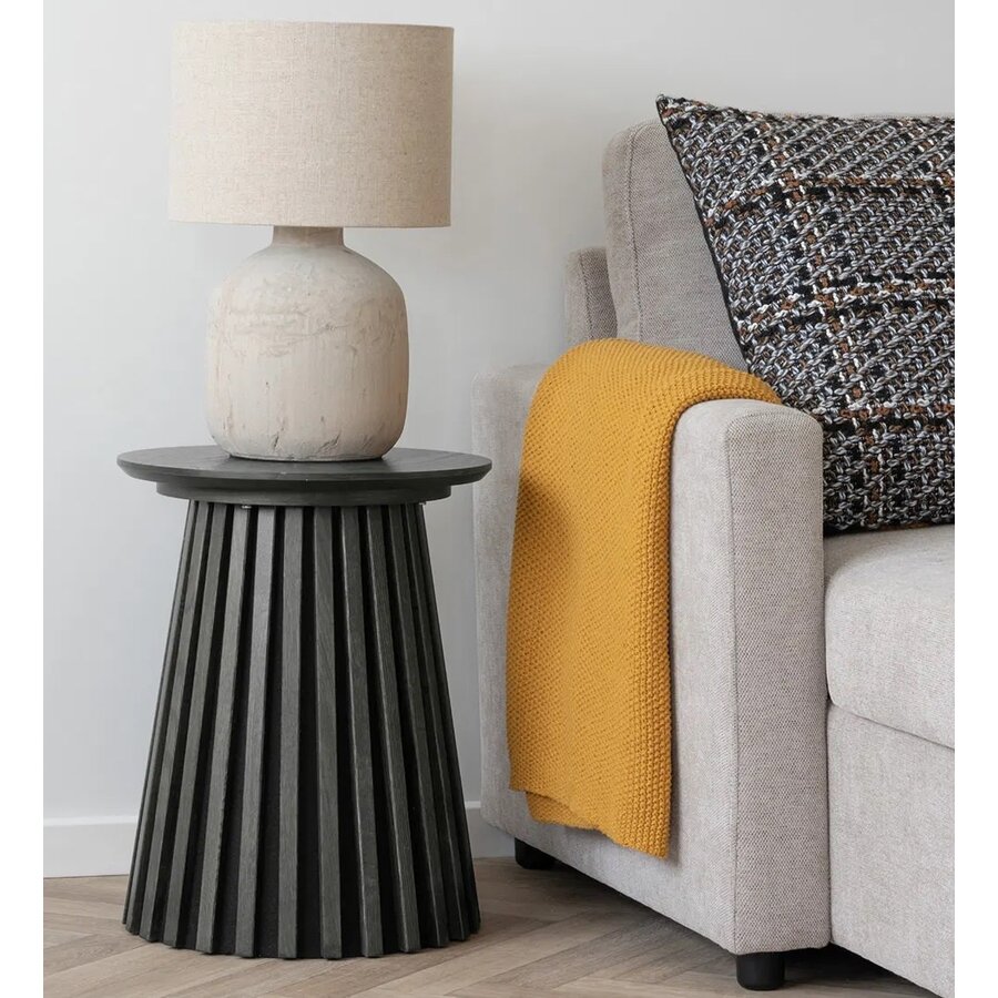 Osaka Zwart Eiken Bijzettafel Rond