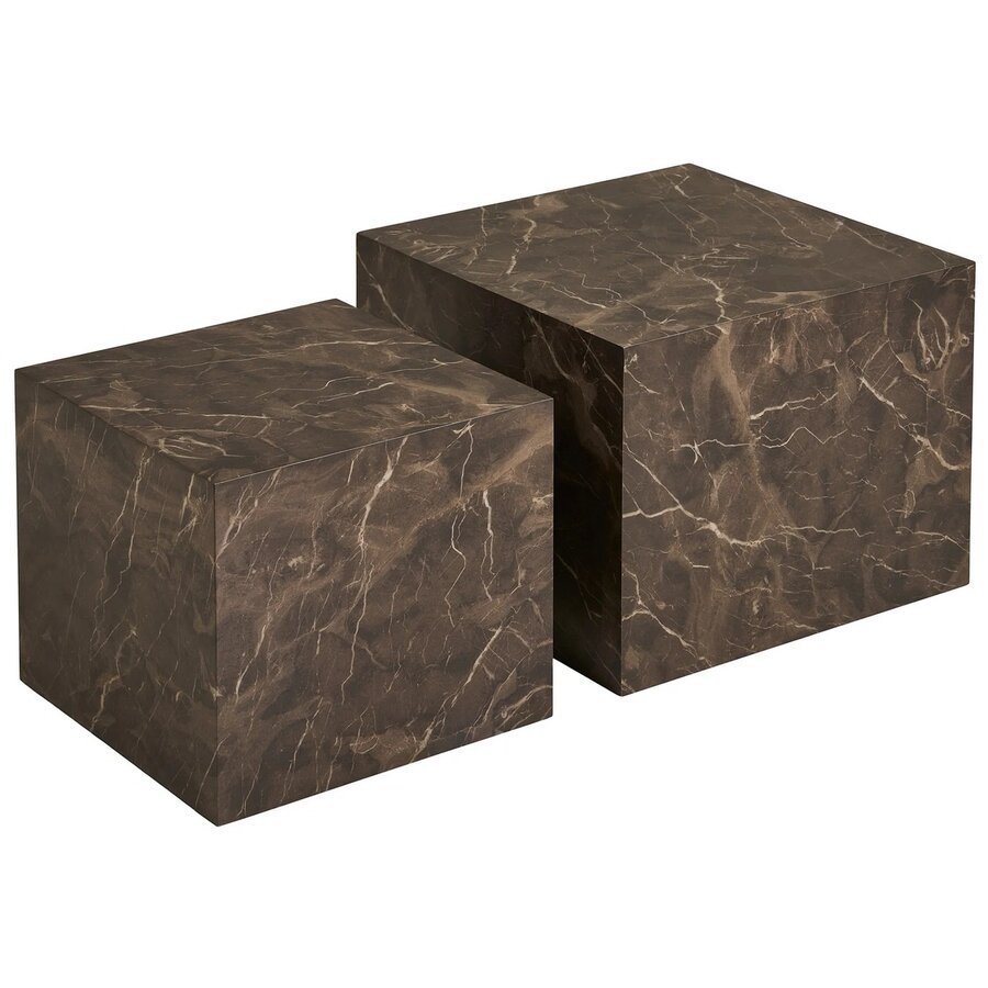 Prague Bruin Salontafel Set Marmerlook Prague Bruin Salontafel Set Marmerlook