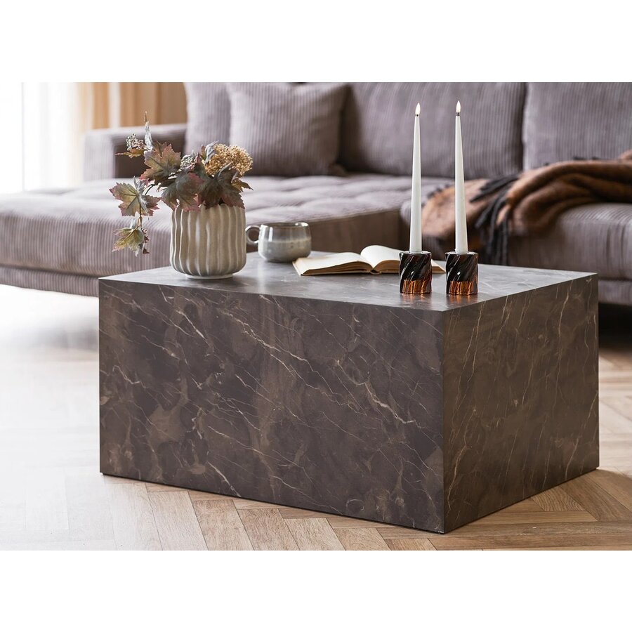 Prague Bruin Salontafel Marmerlook 80 x 60 cm