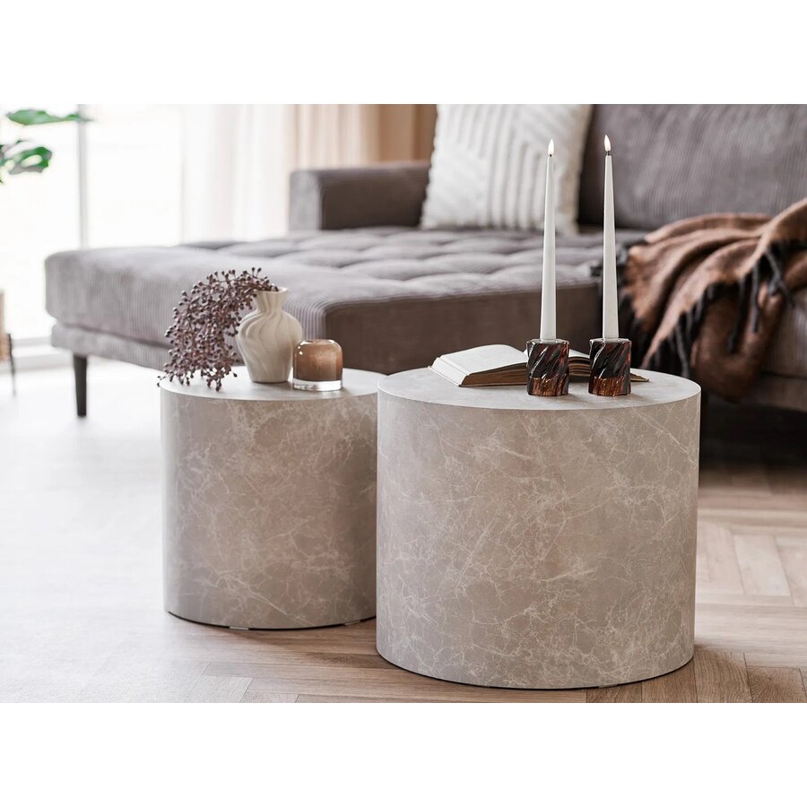 Prague Ronde Salontafel Set Beige Prague Ronde Salontafel Set Beige