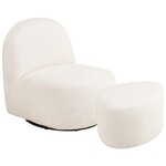 House Nordic Milo Gebroken Wit Draaifauteuil en Poef Set