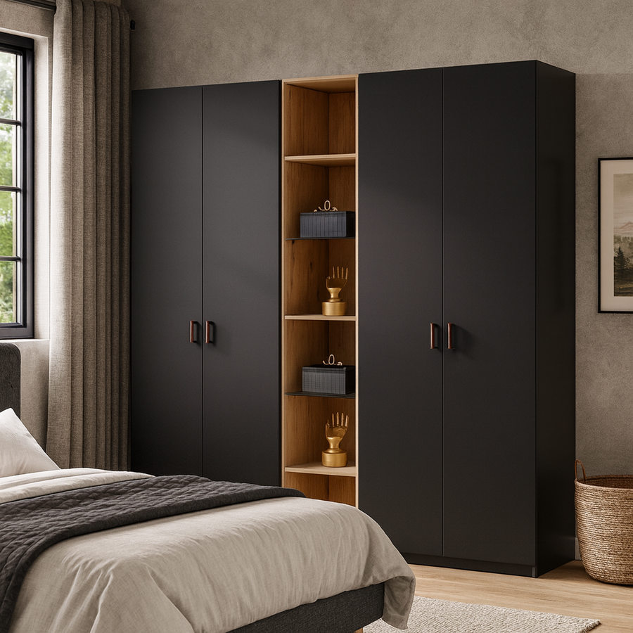 Zwart Draaideurkast Tweedekans Mat Glas 4 deurs Zwart Draaideurkast Tweedekans Mat Glas 4 deurs