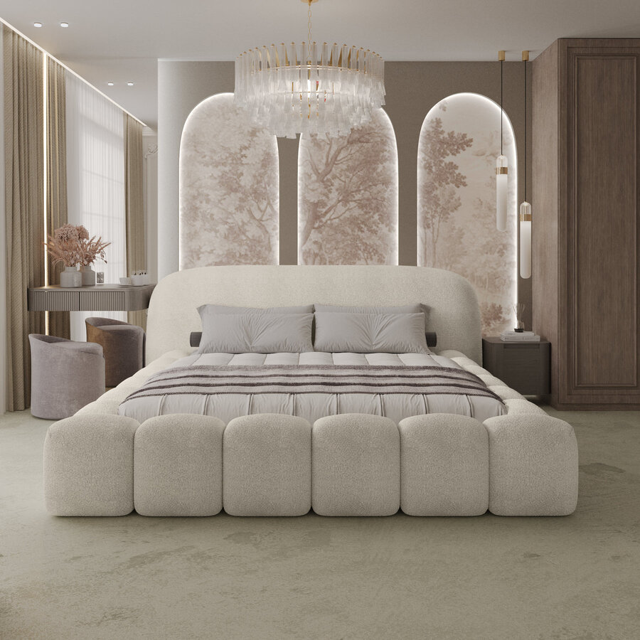 Orlando 140 x 200 cm Gestoffeerd Bed Beige