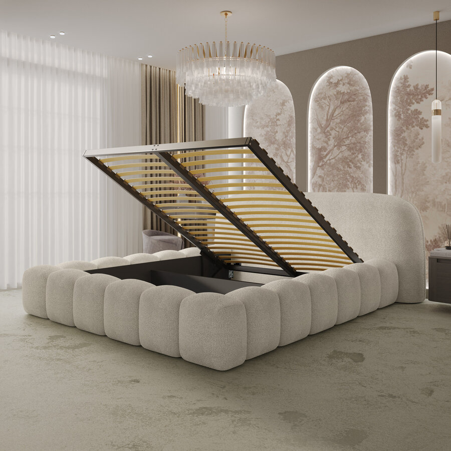 Orlando 200 x 200 cm Gestoffeerd Bed Beige