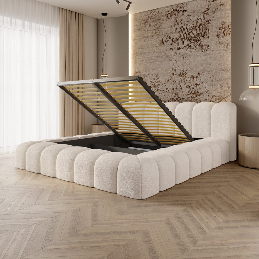 Aurora 160 x 200 cm Gestoffeerd Bed Pearl Aurora 160 x 200 cm Gestoffeerd Bed Pearl