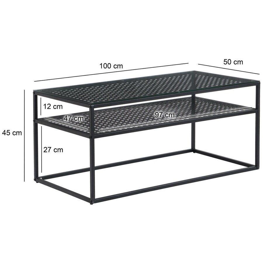 Amar Glazen Salontafel Zwart