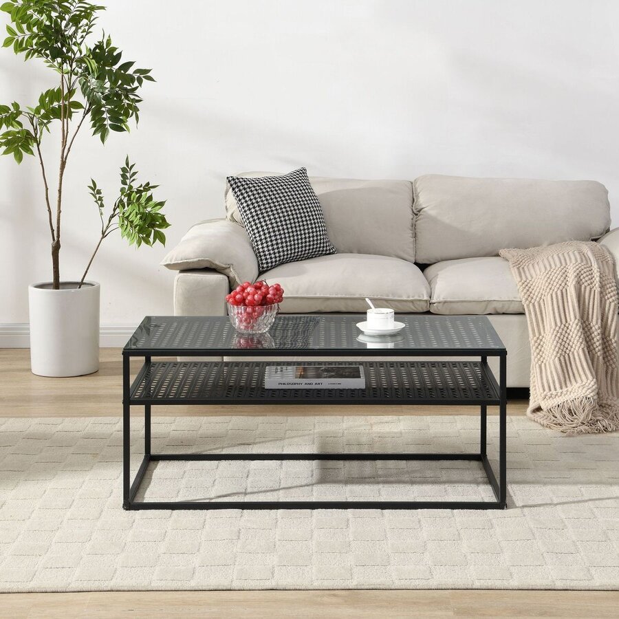 Amar Glazen Salontafel Zwart