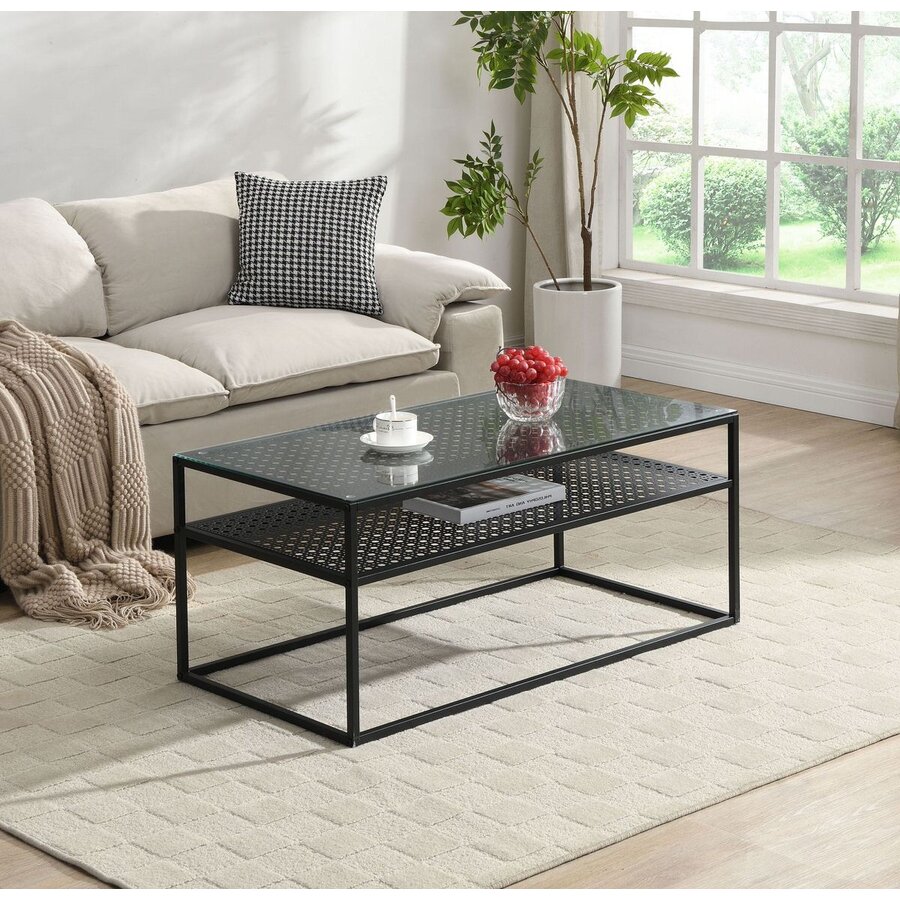 Amar Glazen Salontafel Zwart