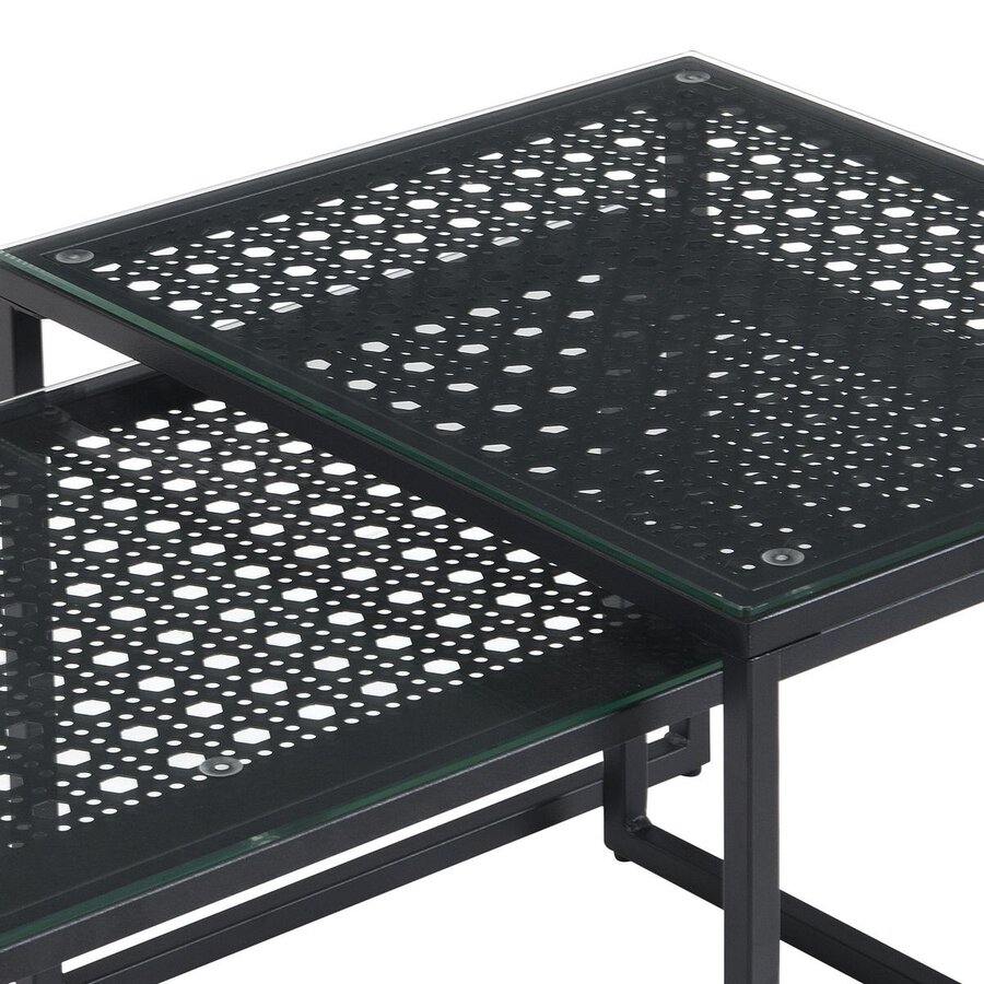 Amar Glazen Salontafel Set Zwart