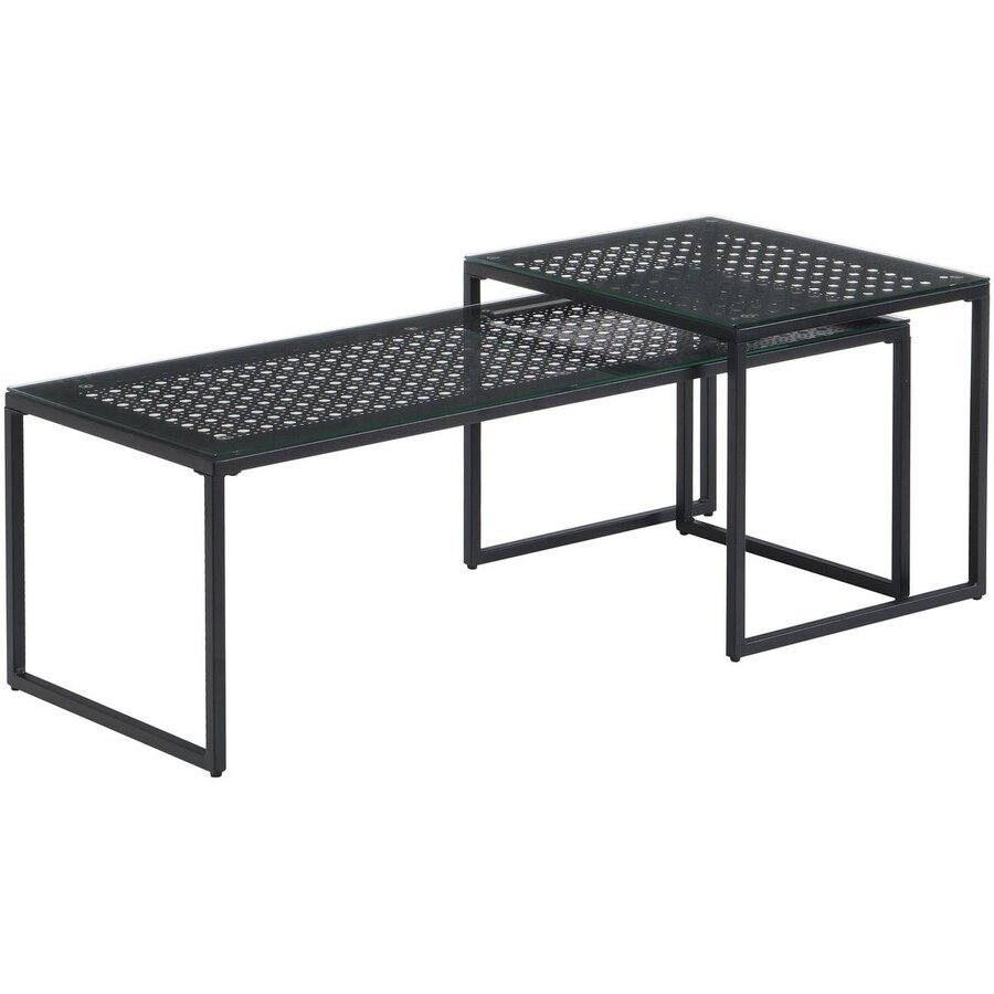 Amar Glazen Salontafel Set Zwart