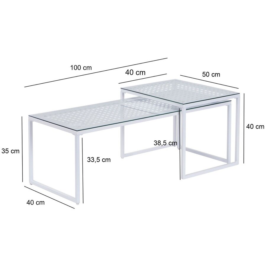 Amar Glazen Salontafel Set Wit