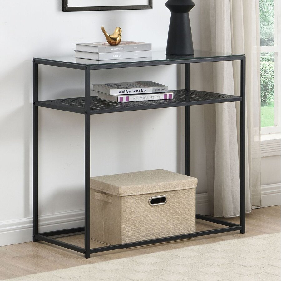 Amar Glazen Sidetable Zwart