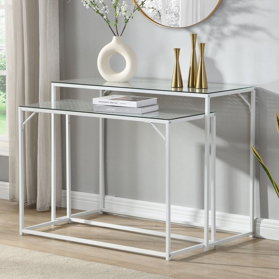 Amar Glazen Sidetable Set Wit