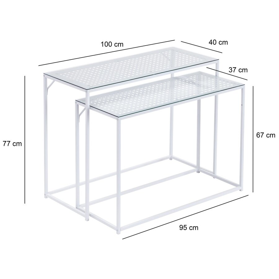 Amar Glazen Sidetable Set Wit
