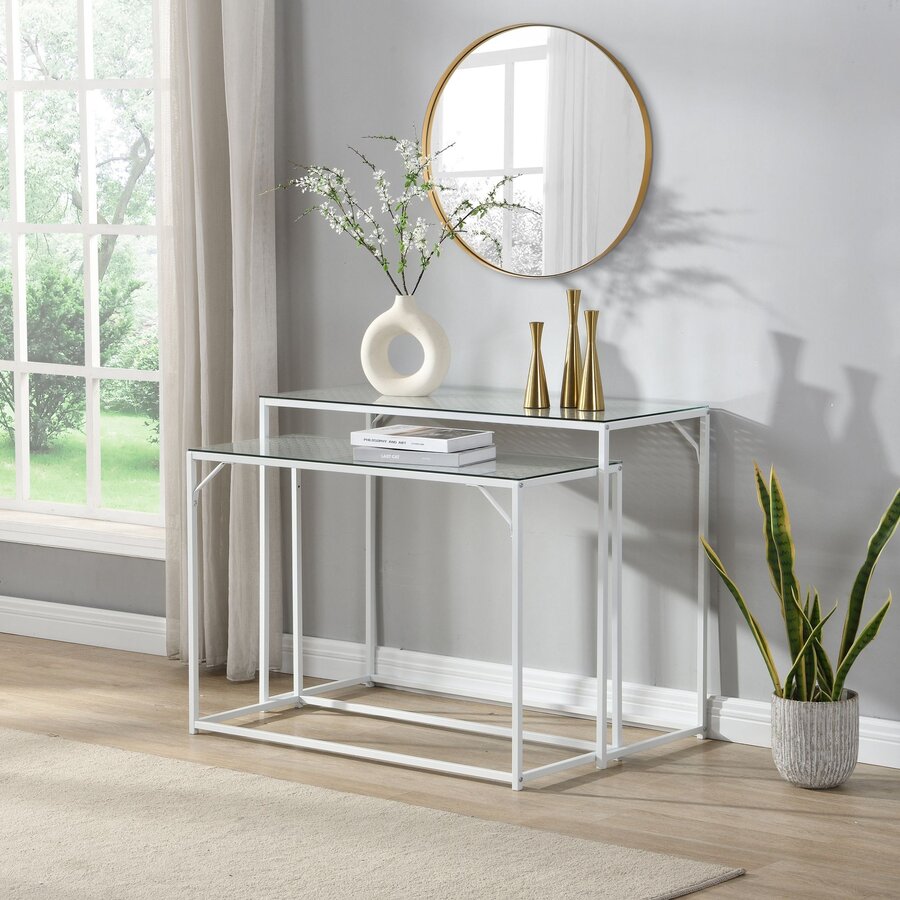 Amar Glazen Sidetable Set Wit