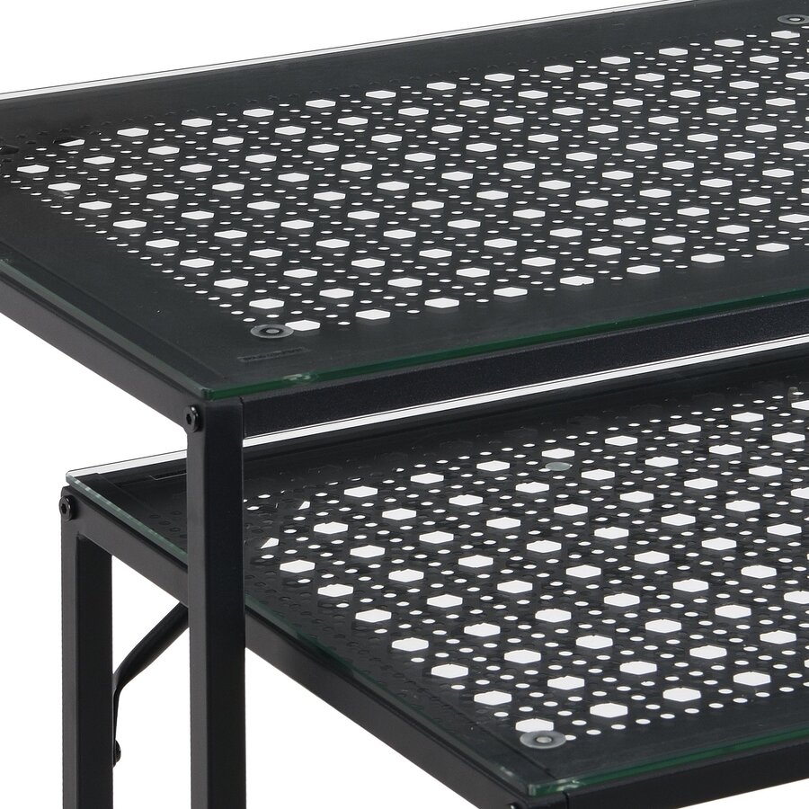 Amar Glazen Sidetable Set Zwart