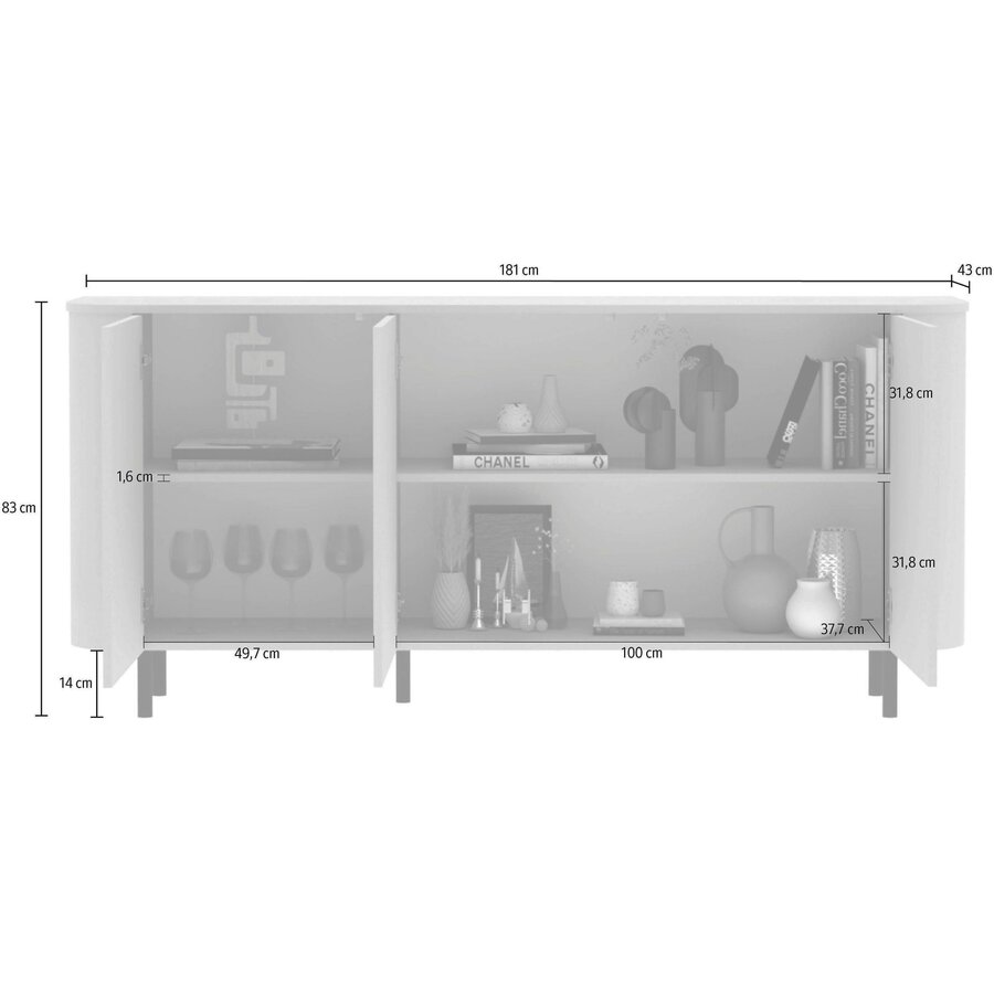 Lido Cashmere TV Meubel met 3-Deuren