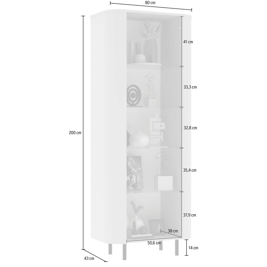 Lido Cashmere Vitrinekast met 1-Deur