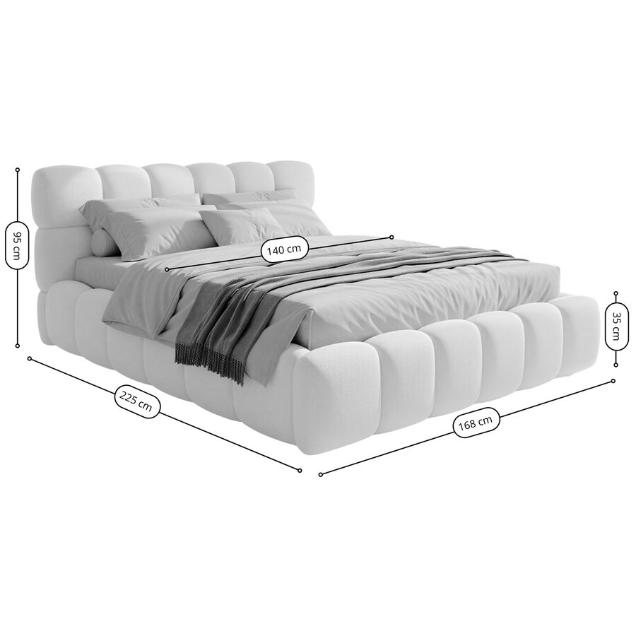 Boston Slim 140 x 200 cm Gestoffeerd Bed Beige