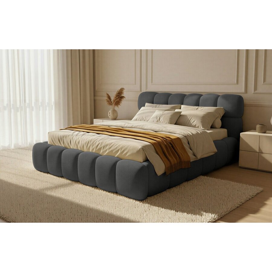 Boston Slim 140 x 200 cm Gestoffeerd Bed Donkergrijs