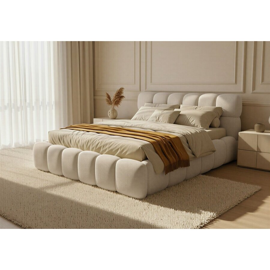 Boston Slim 140 x 200 cm Gestoffeerd Bed Beige