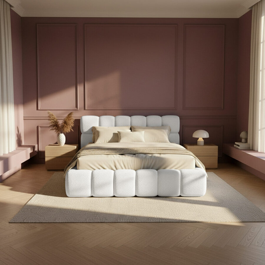 Boston Slim 160 x 200 cm Gestoffeerd Bed Naturel